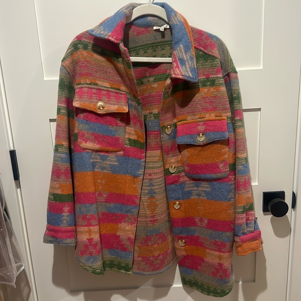Multicolored Aztec print shacket S - Picture 2 of 5